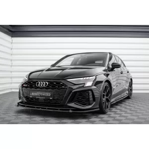 Maxton Design spoiler set suitable for side skirts, front, rear bumper and trunk of Audi RS3 Sportback 8Y 2020-2024, Gloss Black-image-6347221