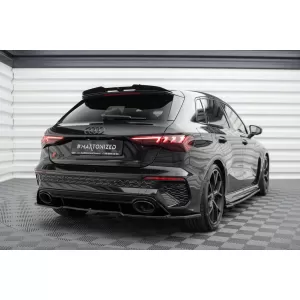 Maxton Design spoiler set suitable for side skirts, front, rear bumper and trunk of Audi RS3 Sportback 8Y 2020-2024, Gloss Black-image-6347223