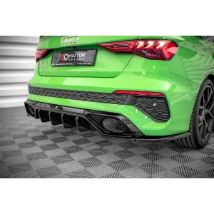 Maxton Design spoiler set suitable for side skirts, front, rear bumper and trunk of Audi RS3 Sedan 8Y 2020-2024, Gloss Black-image-6347253