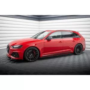 Maxton Design spoiler set suitable for side skirts, front, rear bumper and trunk of Audi RS4 B9 2019-2024, Gloss Black-image-6347269