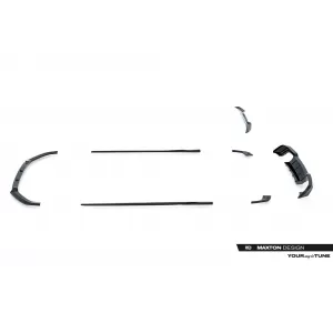 Maxton Design spoiler set suitable for side skirts, front, rear bumper and trunk of Audi S3 Sportback 8V 2016-2020, Gloss Black-image-6347377