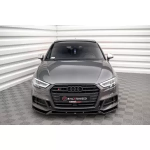 Maxton Design spoiler set suitable for side skirts, front, rear bumper and trunk of Audi S3 Sportback 8V 2016-2020, Gloss Black-image-6347380