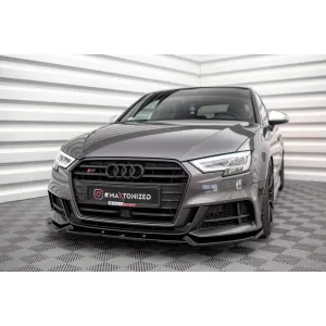 Maxton Design spoiler set suitable for side skirts, front, rear bumper and trunk of Audi S3 Sportback 8V 2016-2020, Gloss Black-image-6347382