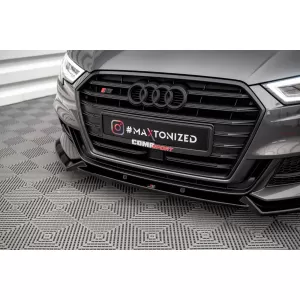 Maxton Design spoiler set suitable for side skirts, front, rear bumper and trunk of Audi S3 Sportback 8V 2016-2020, Gloss Black-image-6347385