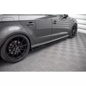 Maxton Design spoiler set suitable for side skirts, front, rear bumper and trunk of Audi S3 Sportback 8V 2016-2020, Gloss Black-image-6347386