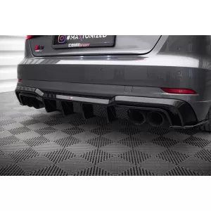 Maxton Design spoiler set suitable for side skirts, front, rear bumper and trunk of Audi S3 Sportback 8V 2016-2020, Gloss Black-image-6347390