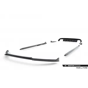 Maxton Design spoiler set suitable for side skirts, front and rear bumper of Audi S4 Sedan B8 2008-2011, Gloss Black-image-6347396