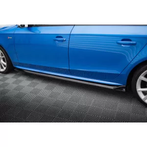 Maxton Design spoiler set suitable for side skirts, front and rear bumper of Audi S4 Sedan B8 2008-2011, Gloss Black-image-6347405