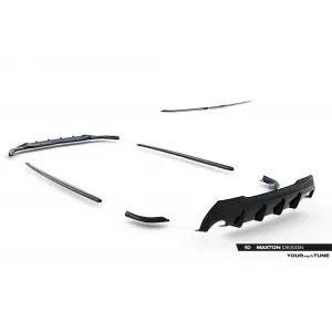 Maxton Design version 2 spoiler set suitable for side skirts, front, rear bumper and trunk of BMW M135i F40 2019-2024, Gloss Black-image-6347776