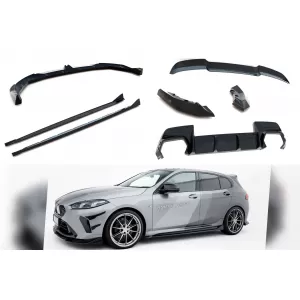 image-62-Maxton Design version 2 spoiler set suitable for side skirts, front, rear bumper and trunk of BMW 1 M-Pack F70 after 2024, Gloss Black