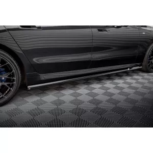 Maxton Design version 1 spoiler set suitable for side skirts, front, rear bumper, trunk and rear window of BMW 740d/740i M-Pack G70 2022-2026, Gloss Black-image-6348519