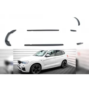 Maxton Design spoiler set suitable for side skirts, front, rear bumper and trunk of BMW X3 M-Pack F25 2014-2017, Gloss Black