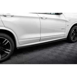Maxton Design spoiler set suitable for side skirts, front, rear bumper and trunk of BMW X3 M-Pack F25 2014-2017, Gloss Black