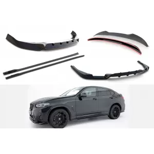 Maxton Design spoiler set suitable for side skirts, front, rear bumper and trunk of BMW X4 M-Pack G02 after 2021, Gloss Black