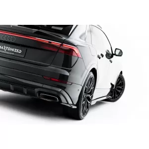 Set of Prepreg Carbon Fiber Splitters Maxton Design suitable for side skirts, front, rear bumper and trunk of Audi Q8 S-Line after 2023, 100% Carbon-image-6349152