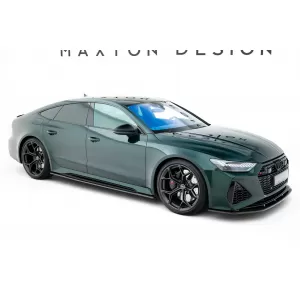 Set of Prepreg Carbon Fiber Splitters Maxton Design suitable for side skirts, front, rear bumper and trunk of Audi RS7 C8 2019-2023, 100% Carbon-image-6349235