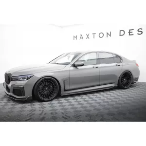 Set of Prepreg Carbon Fiber Splitters Maxton Design suitable for side skirts, front, rear bumper and trunk of BMW 7 M-Pack G11 2019-2022, 100% Carbon-image-6349254