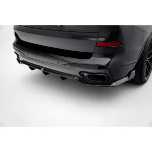 Set of Prepreg Carbon Fiber Splitters Maxton Design version 1 suitable for side skirts, front, rear bumper and trunk of BMW X7 M-Pack G07 after 2022, 100% Carbon-image-6349305