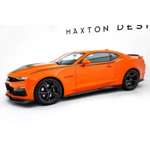 Maxton Design version 1 spoiler set suitable for side skirts, front, rear bumper and trunk of Chevrolet Camaro SS 2018-2023, Gloss Black-image-6349321