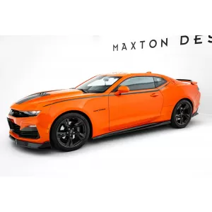 Maxton Design version 2 spoiler set suitable for side skirts, front, rear bumper and trunk of Chevrolet Camaro SS 2018-2023, Gloss Black-image-6349342