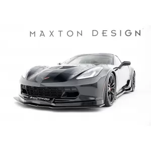 Maxton Design spoiler set suitable for side skirts, front and rear bumper of Chevrolet Corvette Z06 C7 2013-2019, Gloss Black-image-6349395