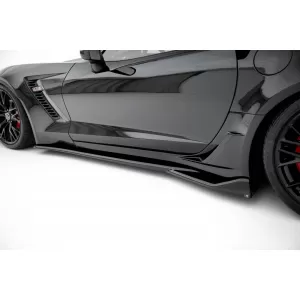 Maxton Design spoiler set suitable for side skirts, front and rear bumper of Chevrolet Corvette Z06 C7 2013-2019, Gloss Black-image-6349400