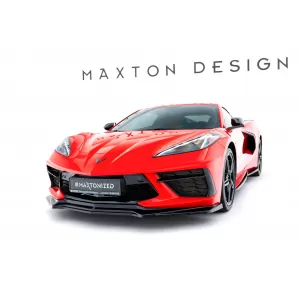 Maxton Design spoiler set suitable for side skirts, front and rear bumper of Chevrolet Corvette C8 after 2020, Gloss Black-image-6349413