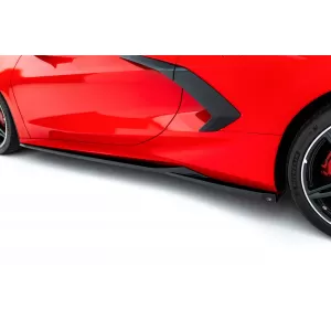 Maxton Design spoiler set suitable for side skirts, front and rear bumper of Chevrolet Corvette C8 after 2020, Gloss Black-image-6349419