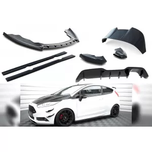 Maxton Design Version 1 Spoiler-Set geeignet für Seitenschweller, Front-, Heckstoßstange und Kofferraum des Ford Fiesta ST 2013-2017, Glänzend Schwarz-image-6349976