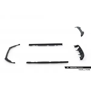 Maxton Design version 1 spoiler set suitable for side skirts, front, rear bumper and trunk of Ford Fiesta ST 2021-2024, Gloss Black