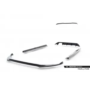 Maxton Design version 1 spoiler set suitable for side skirts, front, rear bumper and trunk of Ford Fiesta ST 2021-2024, Gloss Black