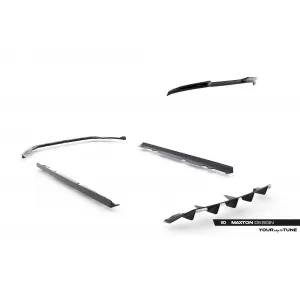 Maxton Design version 1 spoiler set suitable for side skirts, front, rear bumper and trunk of Ford Fiesta ST 2021-2024, Gloss Black