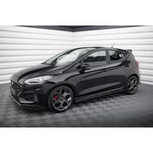 Maxton Design version 1 spoiler set suitable for side skirts, front, rear bumper and trunk of Ford Fiesta ST 2021-2024, Gloss Black
