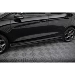 Maxton Design version 1 spoiler set suitable for side skirts, front, rear bumper and trunk of Ford Fiesta ST 2021-2024, Gloss Black