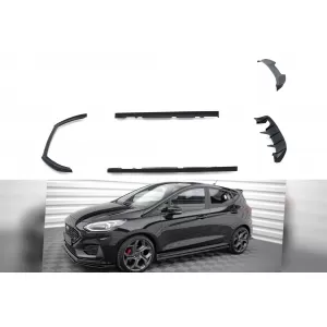 Maxton Design version 2 spoiler set suitable for side skirts, front, rear bumper and trunk of Ford Fiesta ST 2021-2024, Gloss Black