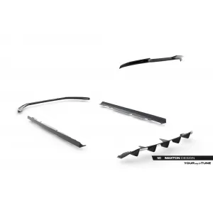 Maxton Design version 2 spoiler set suitable for side skirts, front, rear bumper and trunk of Ford Fiesta ST 2021-2024, Gloss Black