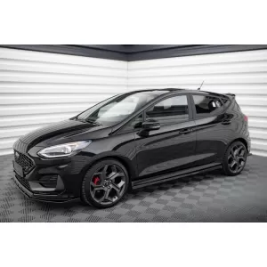 Maxton Design version 2 spoiler set suitable for side skirts, front, rear bumper and trunk of Ford Fiesta ST 2021-2024, Gloss Black