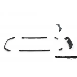 Maxton Design version 3 spoiler set suitable for side skirts, front, rear bumper and trunk of Ford Fiesta ST 2021-2024, Gloss Black