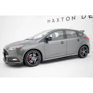 Maxton Design Spoiler-Set geeignet für Seitenschweller, Front-, Heckstoßstange und Kofferraum des Ford Focus ST 2015-2018, Gloss Black-image-6350100