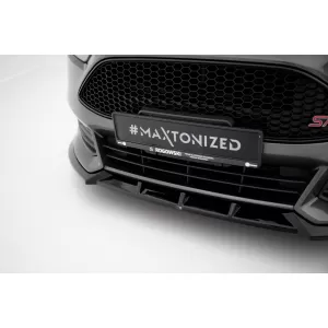 Maxton Design Spoiler-Set geeignet für Seitenschweller, Front-, Heckstoßstange und Kofferraum des Ford Focus ST 2015-2018, Gloss Black-image-6350102