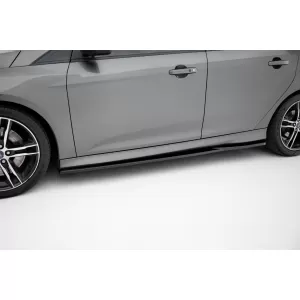 Maxton Design Spoiler-Set geeignet für Seitenschweller, Front-, Heckstoßstange und Kofferraum des Ford Focus ST 2015-2018, Gloss Black-image-6350103