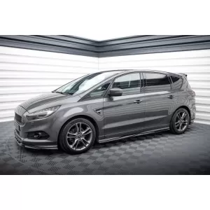 Maxton Design spoiler set suitable for side skirts, front, rear bumper and trunk of Ford S-Max ST-Line 2014-2019, Gloss Black