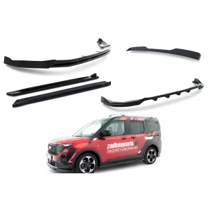 Maxton Design spoiler set suitable for side skirts, front, rear bumper and roof of Ford Tourneo Courier after 2023, Gloss Black