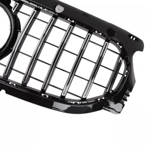 Front Grille For Mercedes-Benz GLA H247 20-23 Standard Bumper GT Panamericana Look Black/Chrome 1 Pc