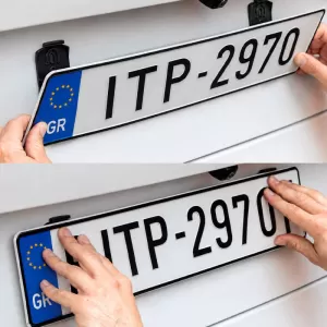 License Plate Holder Without Frame Suitable for Front / Rear Black 112-113mm 4 Pieces