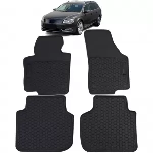 Car Rubber Floor Mats Black Premium Set for VW Passat B6 3C 2005-2010-image-6351674