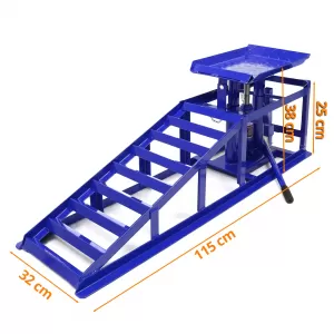 Set of drive-on ramps with lift platform up to 3000kg Blue for tires up to 240mm width-image-6351708