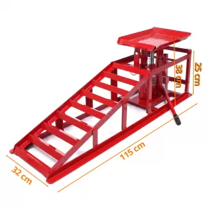 Drive-on ramp set with lift platform up to 3000kg red for tire widths up to 240-image-6351716