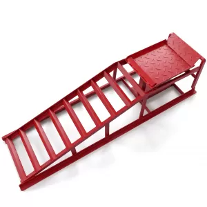 Drive-on ramp set with lift platform up to 3000kg red for tire widths up to 240-image-6351719