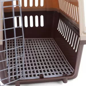 Animal travel car transport box with door for dog, cat, etc. Beige brown 30x48x31cm-image-6351841